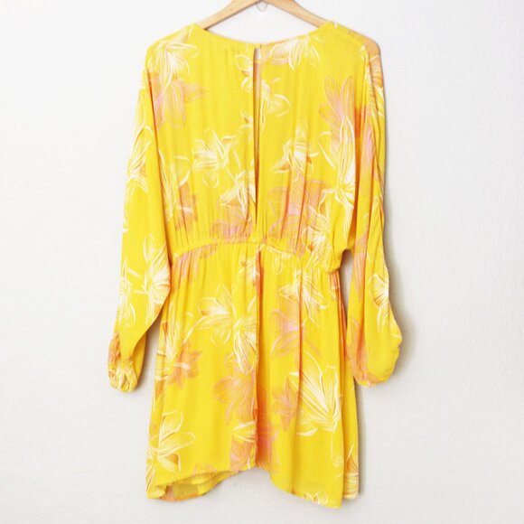 NEW Sisstrevolution I'm Fluttered Dress S Batwing Dolman Yellow Pink Gauze Mini - Picture 12 of 16